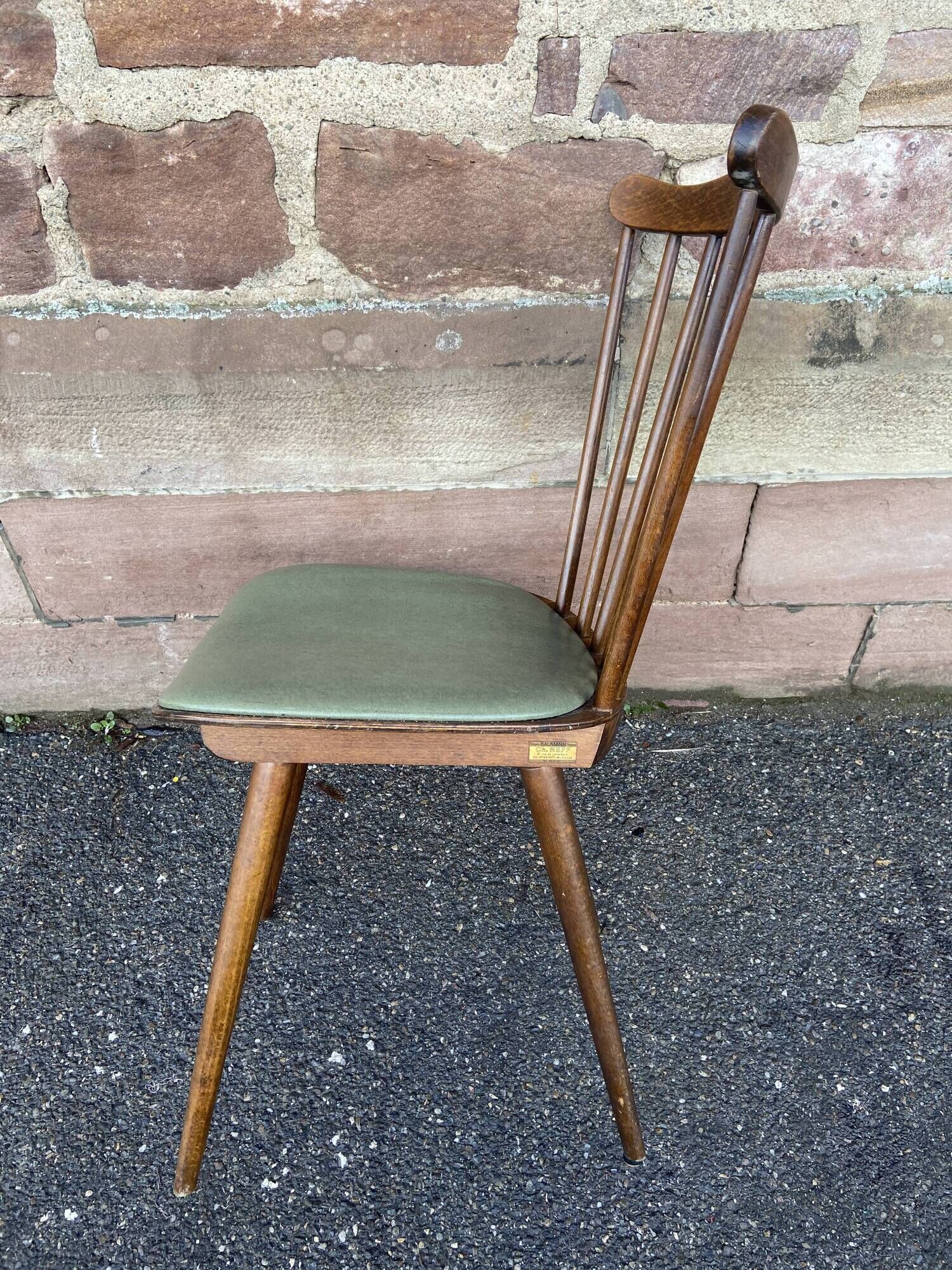 6 vintage chairs Baumann 1960 mid-century Scandinavian compass feet simi