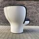 2x Joe Colombo Elda LONGHI Chair Black leather, White fiberglass
