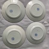 4 assiettes à dessert anciennes bleues et noires Jules Vieillard Bordeaux XIXème siècle