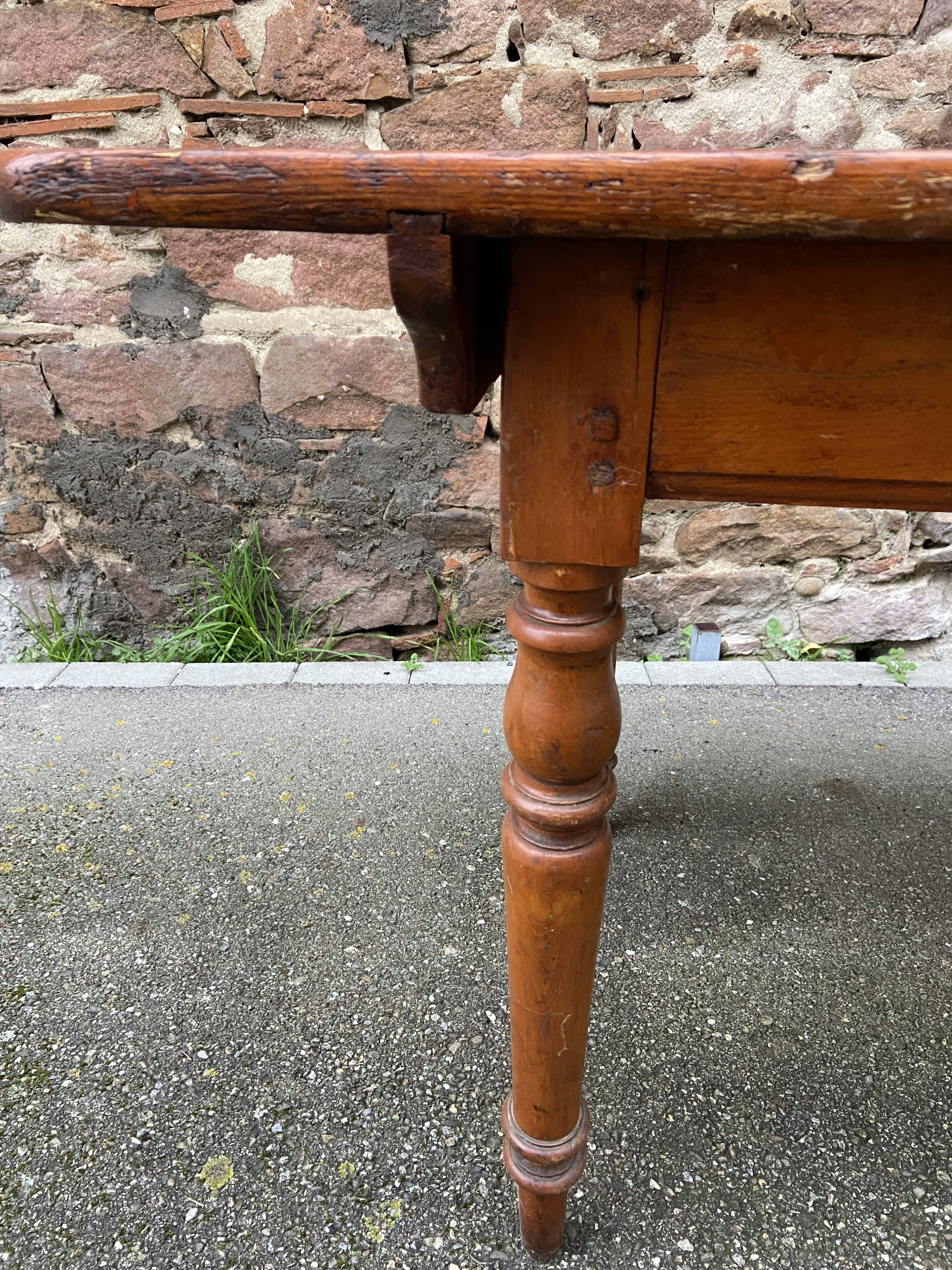 Large Alsatian bistro coffee table in fir French bistro table 1930