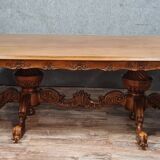 Table pedestal table napoleon III period in walnut around 1880