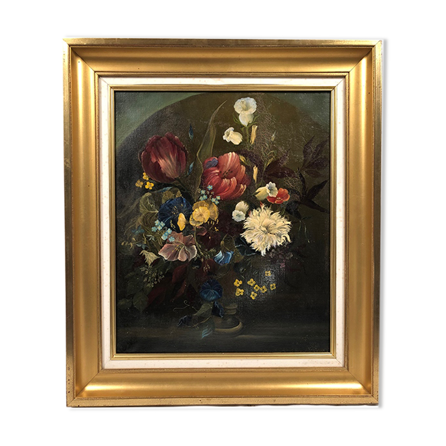 French School nineteenth oil on canvas, bouquet of flowers dated 1883
