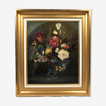 French School nineteenth oil on canvas, bouquet of flowers dated 1883