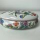 Oval porcelain jewellery box with multicoloured vintage floral decoration - 20th century