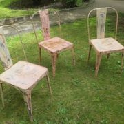 Set of 3 art nouveau Tolix inspired bistro / garden chairs