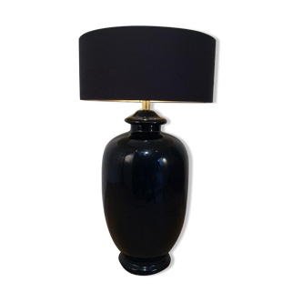 Black glazed ceramic lamp