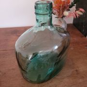 Dame-jeanne en verre vert oblongue