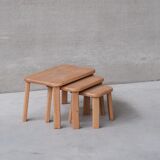 Set of three mid-century oak nesting tables