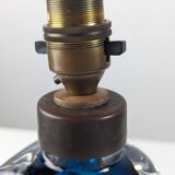 Orrefors Swedish Modern Blue Cased Glass Table Lamp Numbered 1950s