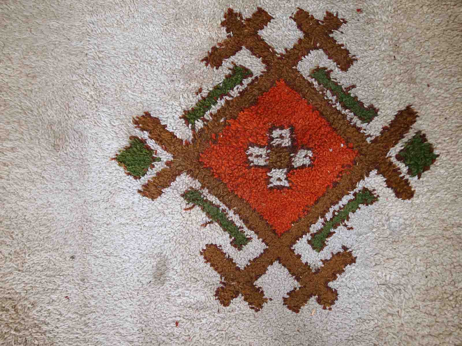 Moroccan vintage carpet Berber handmade 246cm x 355cm 1950s, 1C693