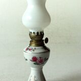 lampe à huile avec abat-jour en verre et pied en céramique, vintage des années 70