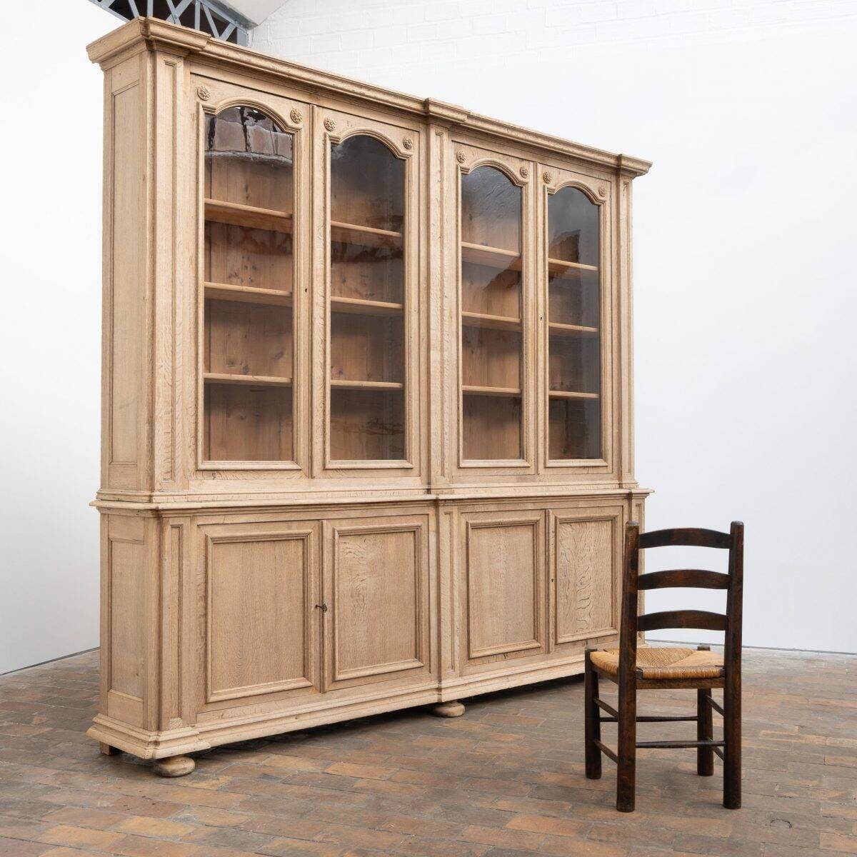 Large glass-fronted oak library – 19th century