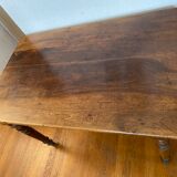 Walnut bistro table, feet turned.