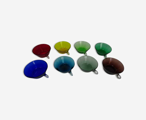 Lot 8 coupelles verre coloré vintage