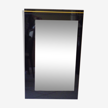 Miroir style art déco avec encadrement bois laqué noir