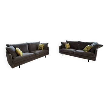 Pair of SITS Julia sofas – Dedar Silver velvet – excellent condition