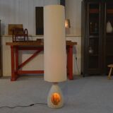 Accolay style lamp with tall beige shade, 1960s