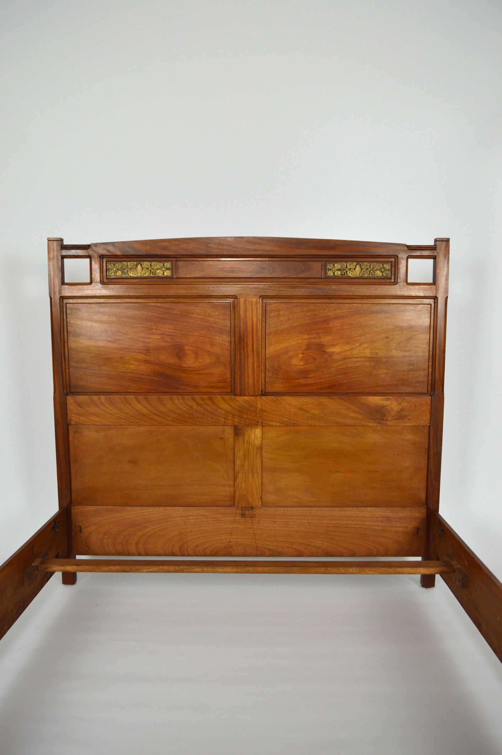Art Nouveau bed by Mathieu Gallerey in mahogany, clematis model, circa 1920