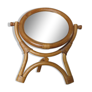 miroir en bambou rotin