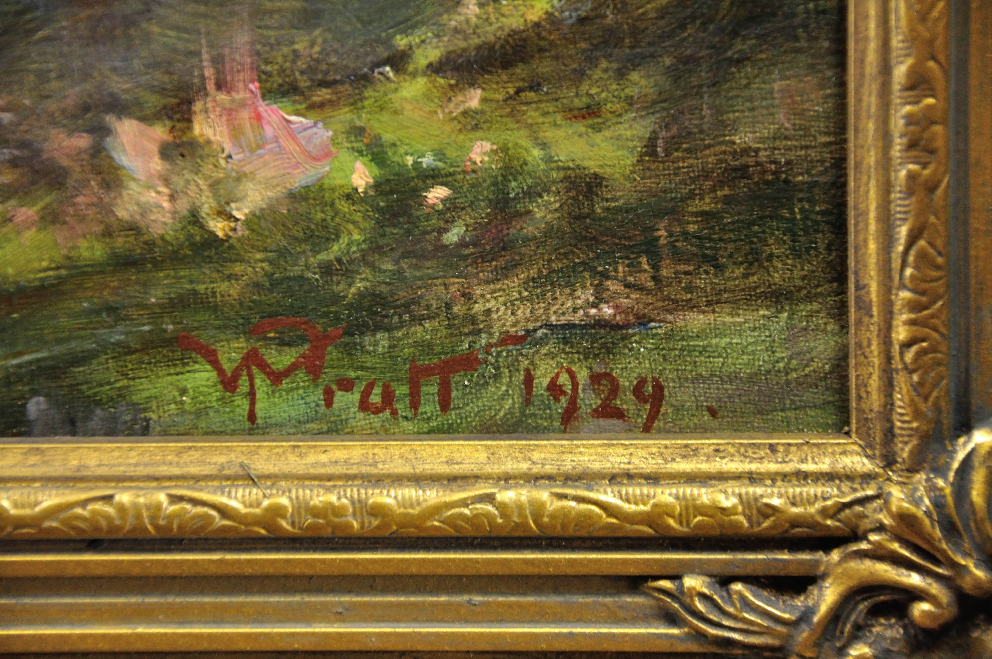 William Pratt 1855-1936.Crofters Scottish Highlands 1929 Oil On Canvas. Framed