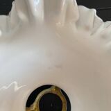 White opaline pendant light with ruffles