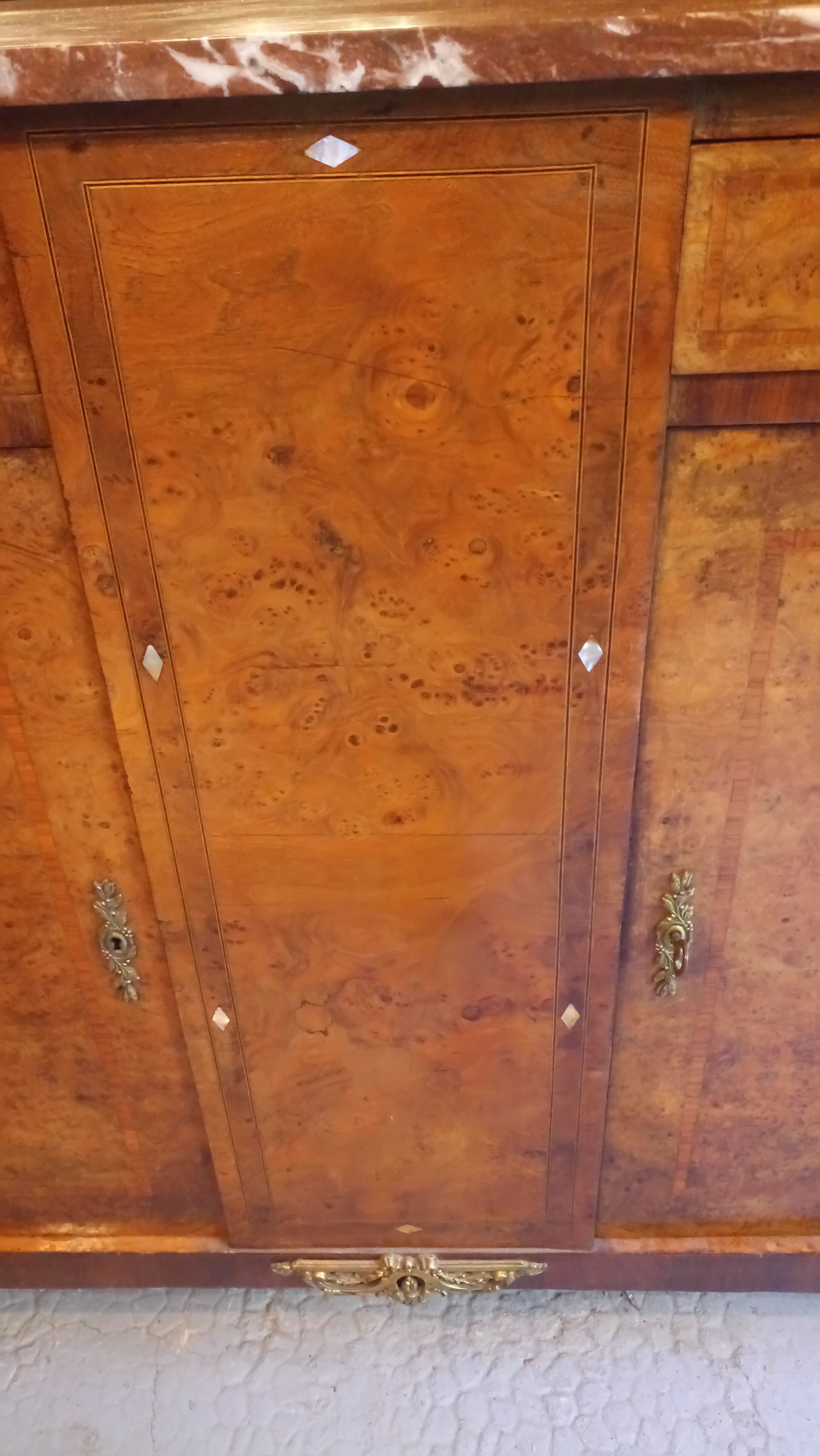 Buffet in bronze and marquetry 19th
