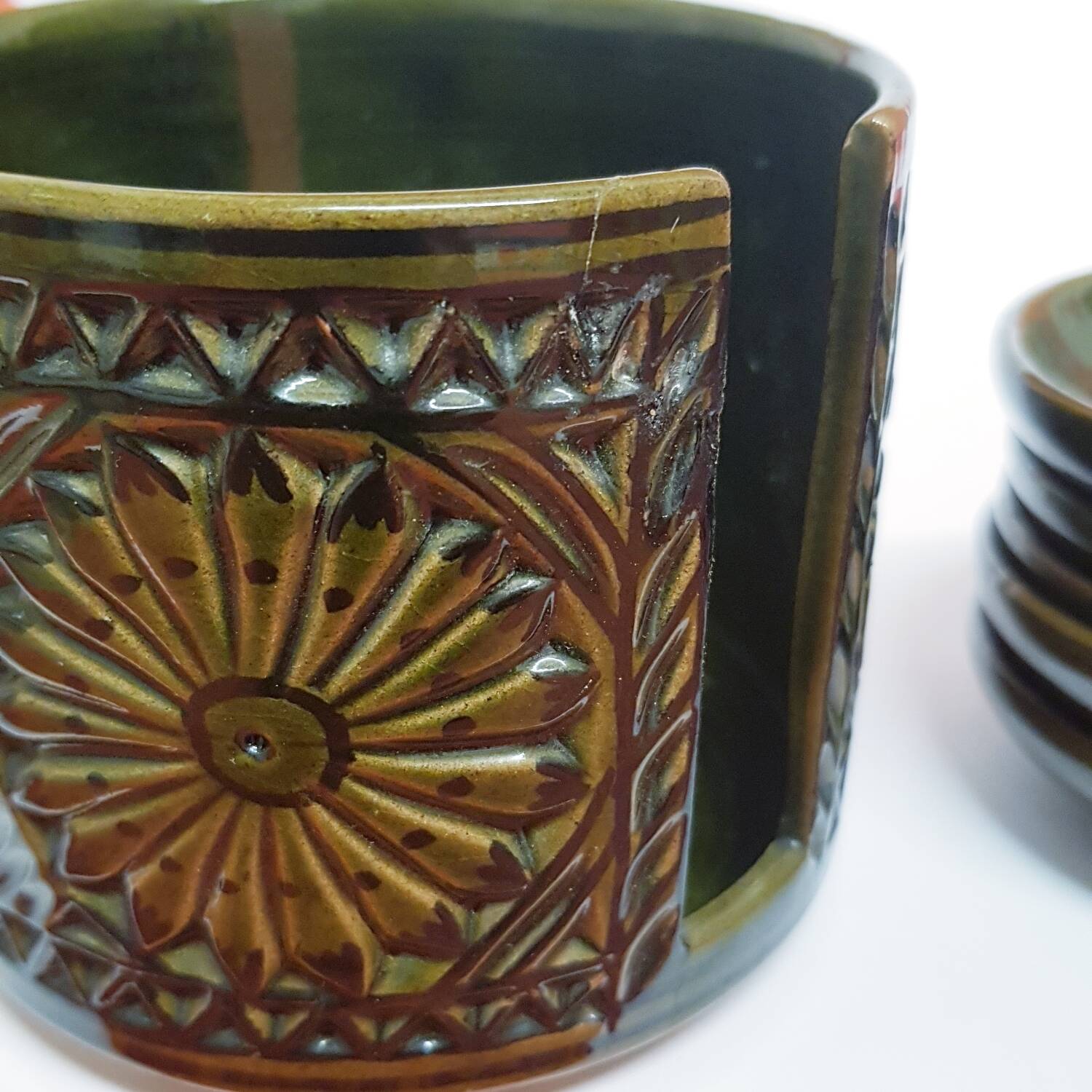 1970's pottery ashtray set