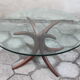 Table à café en verre et en bois, années 1960