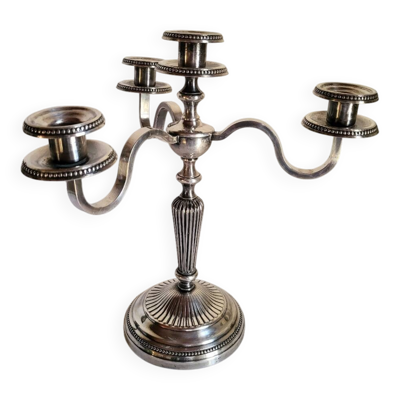 Candélabre Chandelier en métal argenté SNPA à 4 feux