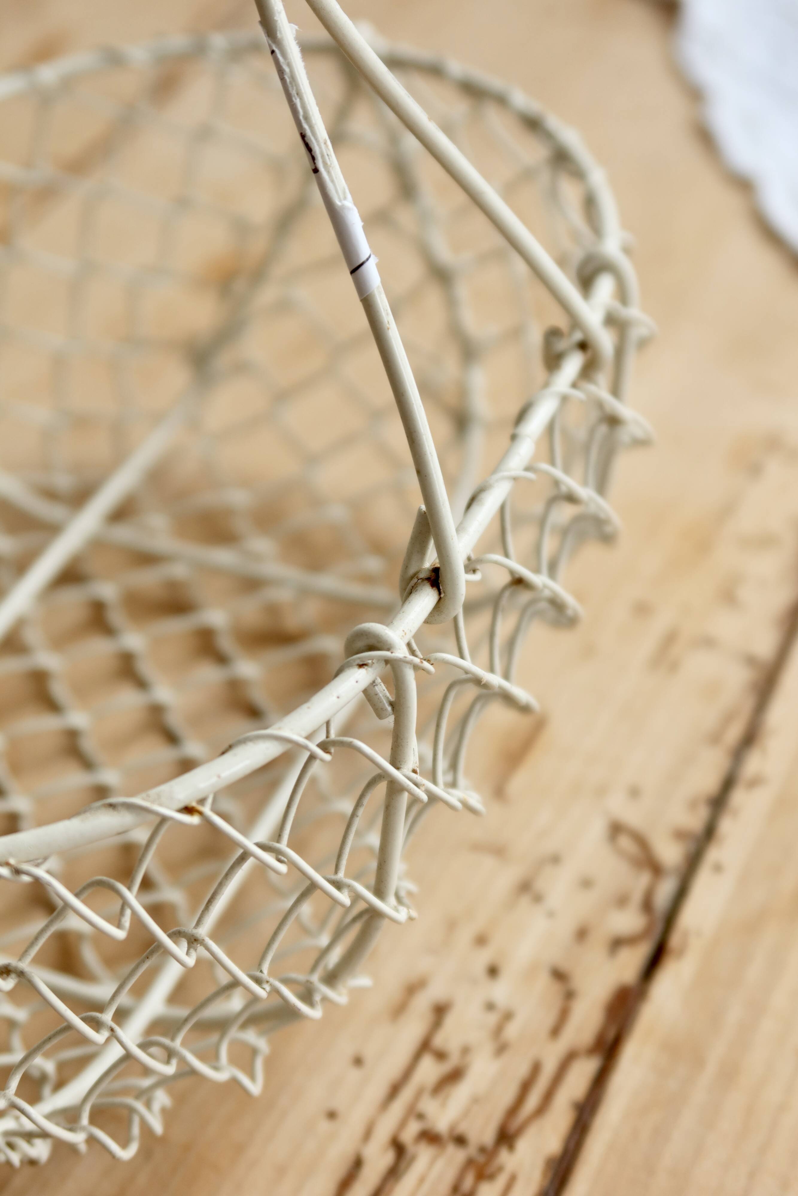 Small vintage white metal harvest basket