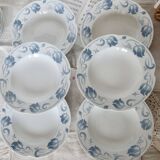 6 soup plates - Tircis model - Antique 82-piece Sarreguemines earthenware dinnerware set