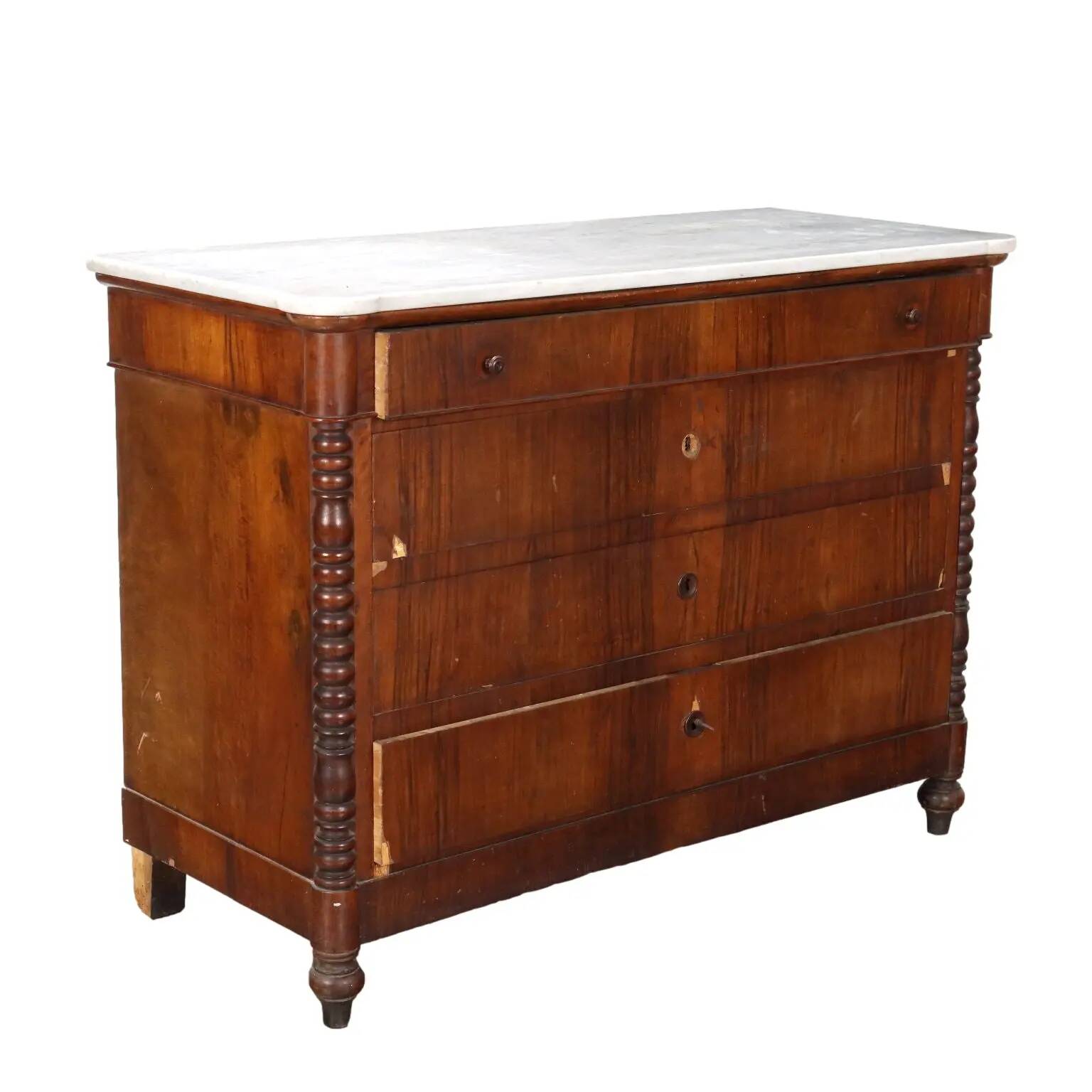Commode ancienne Louis-Philippe en noyer XIXe siècle