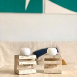 Pair of travertine candlesticks by Fratelli Mannelli, 1970