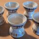 5 devil's egg cups in earthenware, Poitou model from Sarreguemines.