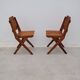 Pair of dejou chairs in solid pine, france 1950