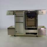 Seventies design bar cabinet by Harvey Guzzini for Stilglass Donati