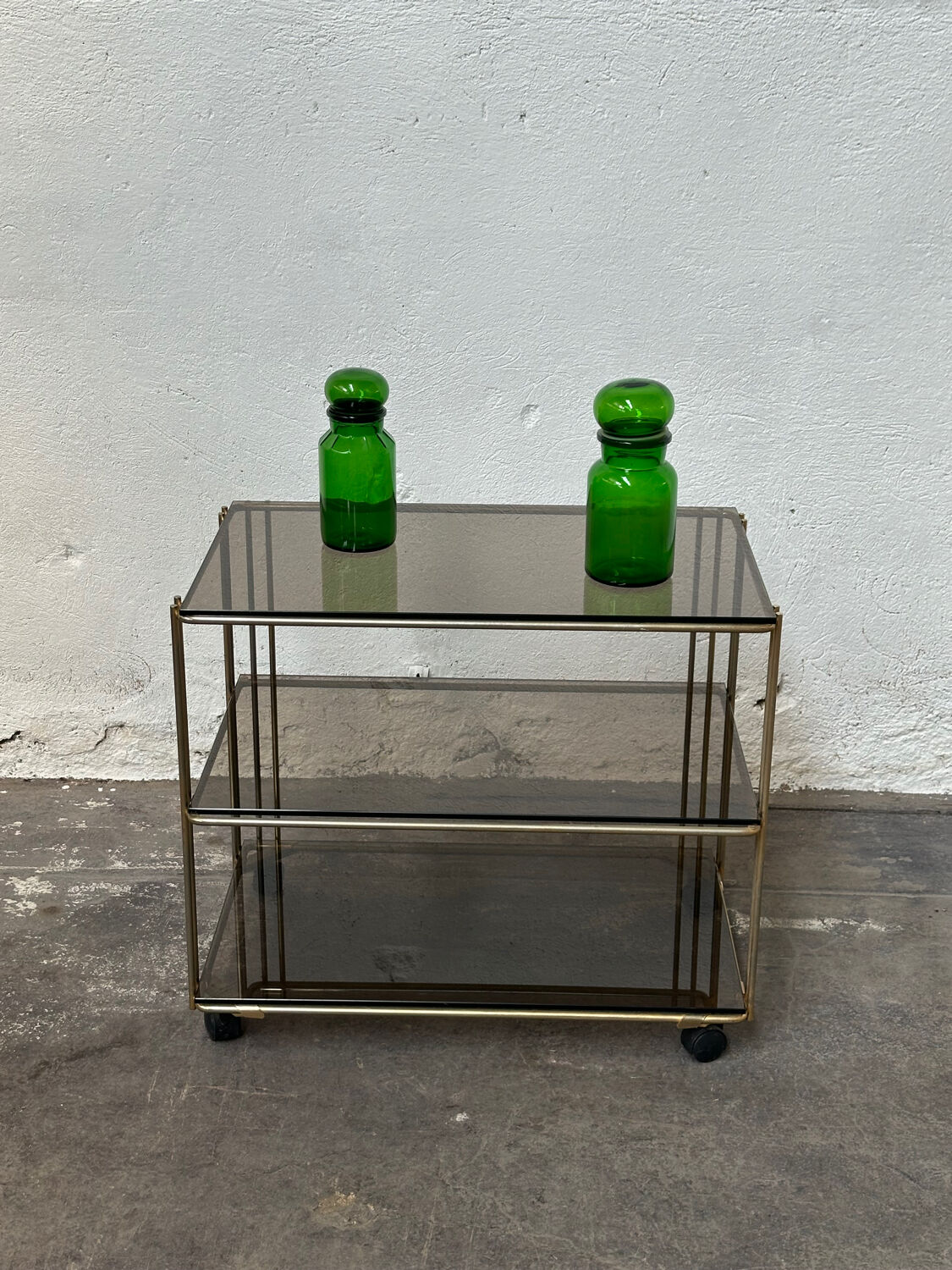Gold-plated metal serving cart