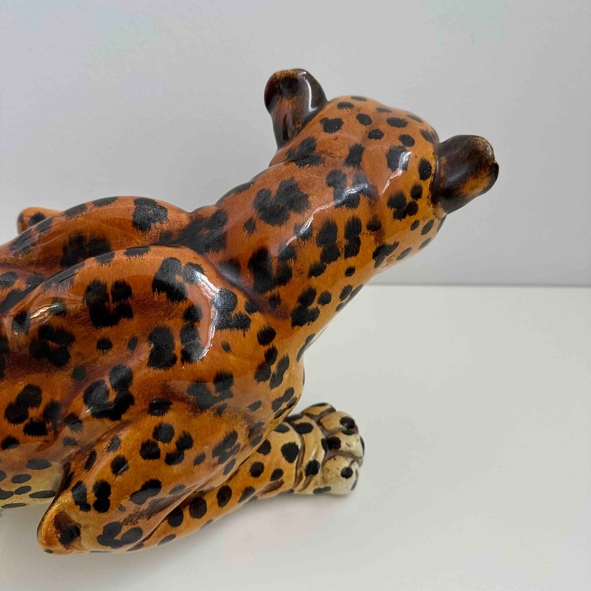 Italian handpainted leopard in ceramic, 1950s