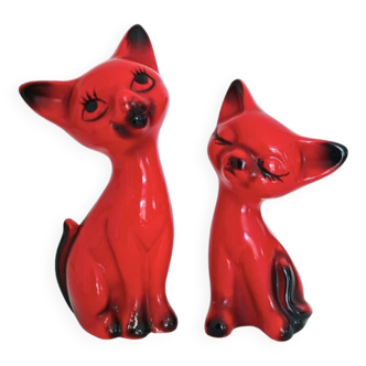 Figurines de chat des années 1970 - ensemble de 2