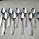 Set of 2 x 6 silver metal spoons 2 different models