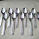 Set of 2 x 6 silver metal spoons 2 different models