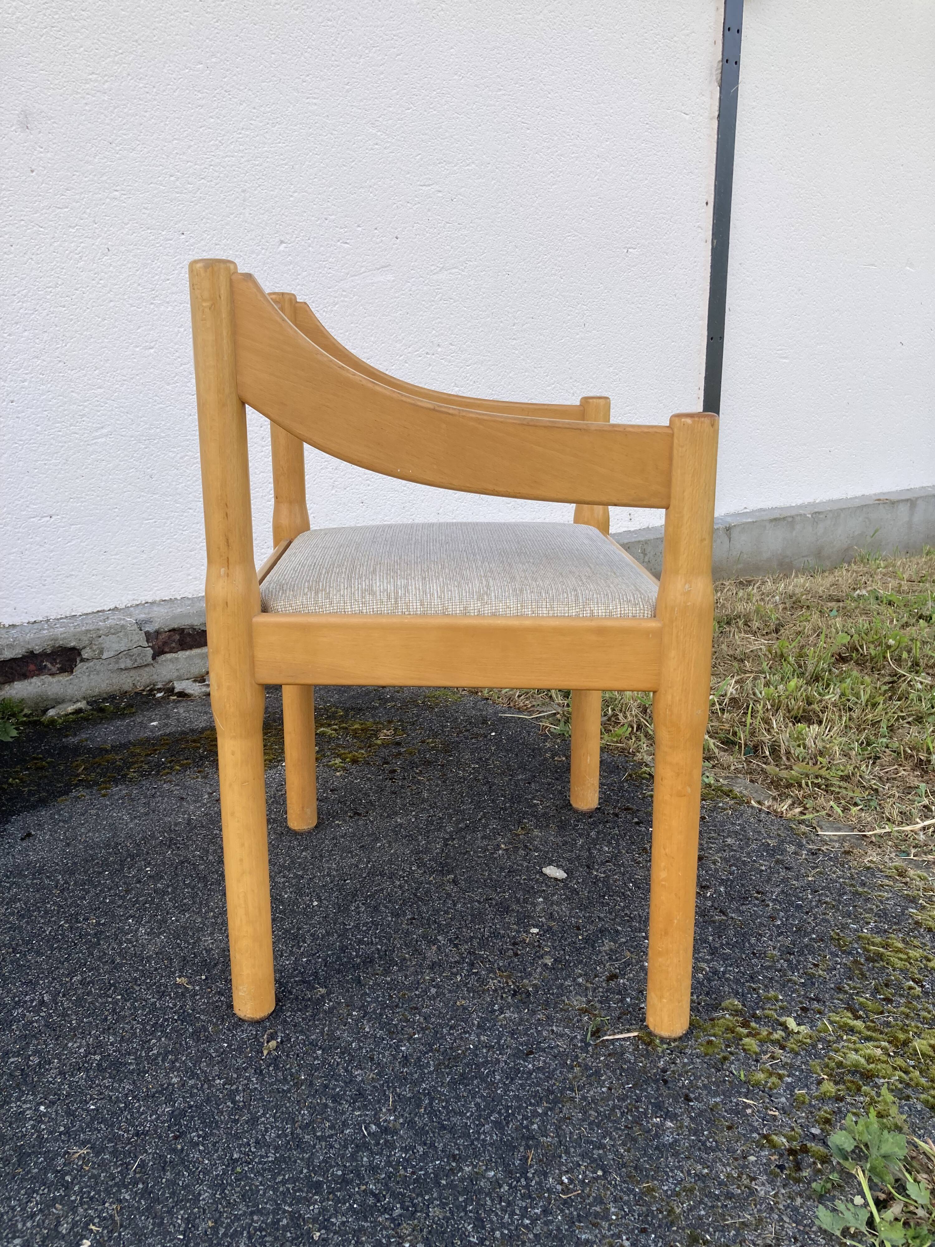 Six Carimate Cassina armchairs 1960's by Vico Magistretti