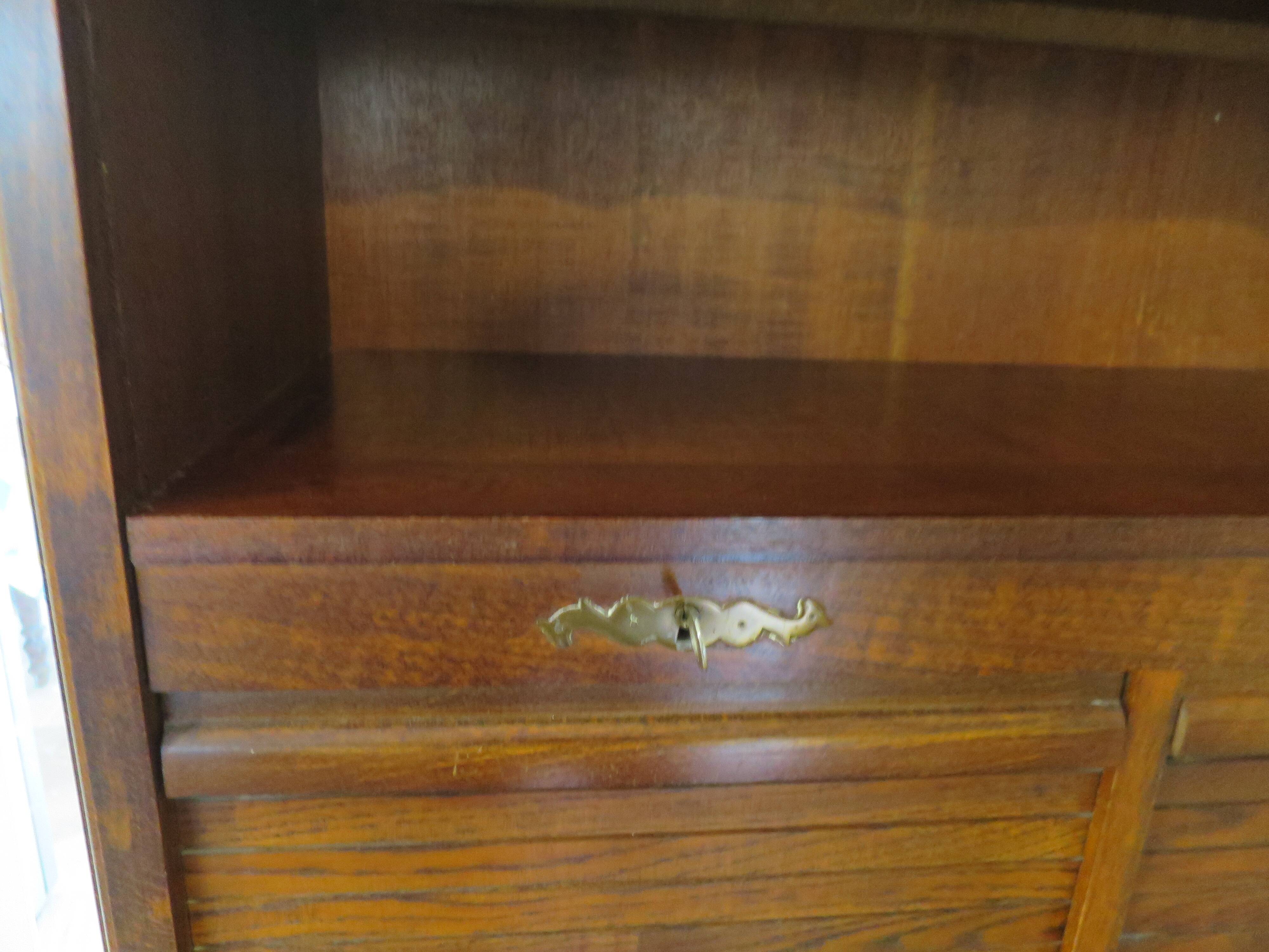 Double curtain cabinet - notary furniture - solid wood - 1970 - industrial style