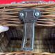 Rare antique wicker picnic basket with iron closures and handle