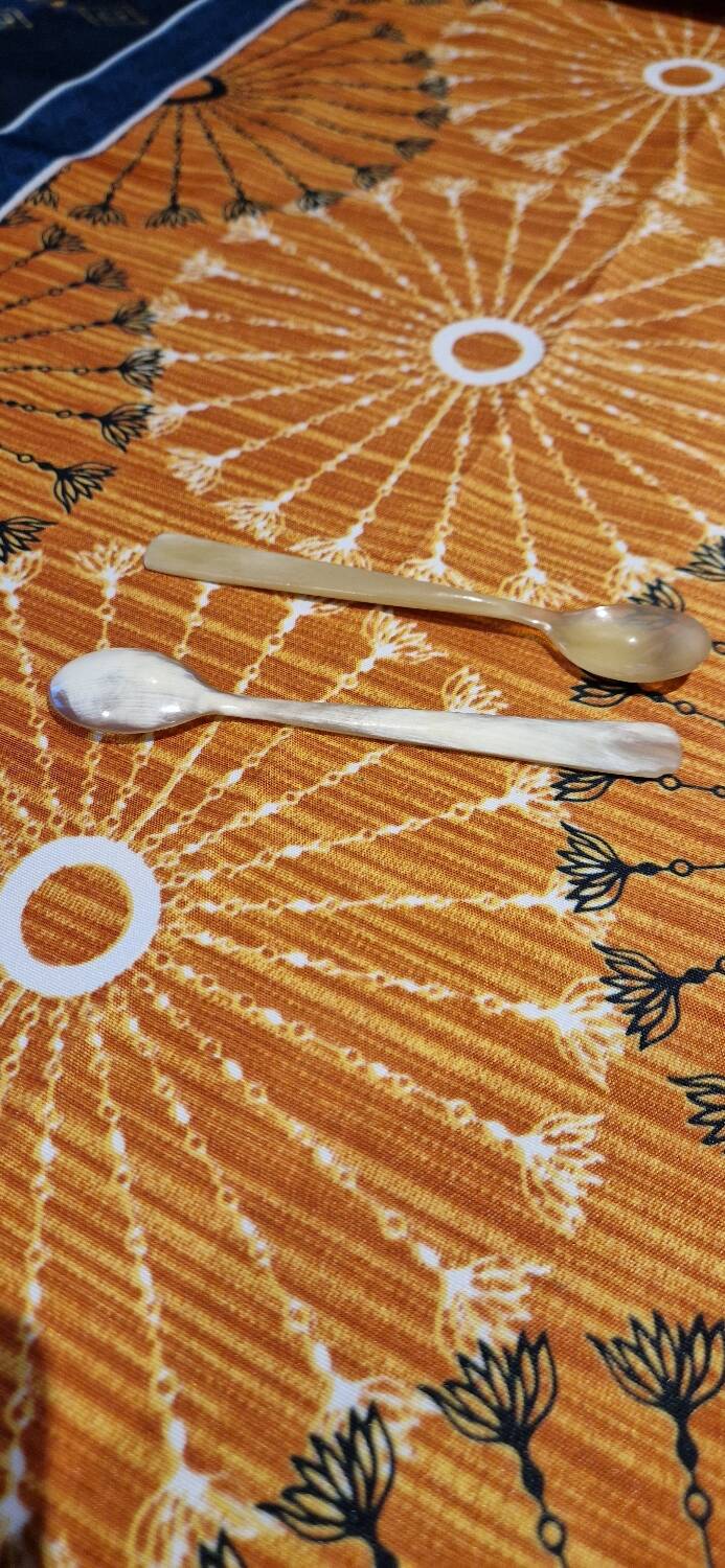 Tortoiseshell egg cup and spoons