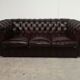 English style brown leather chesterfield sofa