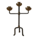 Candlestick with three branches wrought iron brass handcrafted unique piece candelabra candle holder