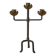 Candlestick with three branches wrought iron brass handcrafted unique piece candelabra candle holder