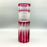 Fuschia scroll vase Val Saint Lambert
