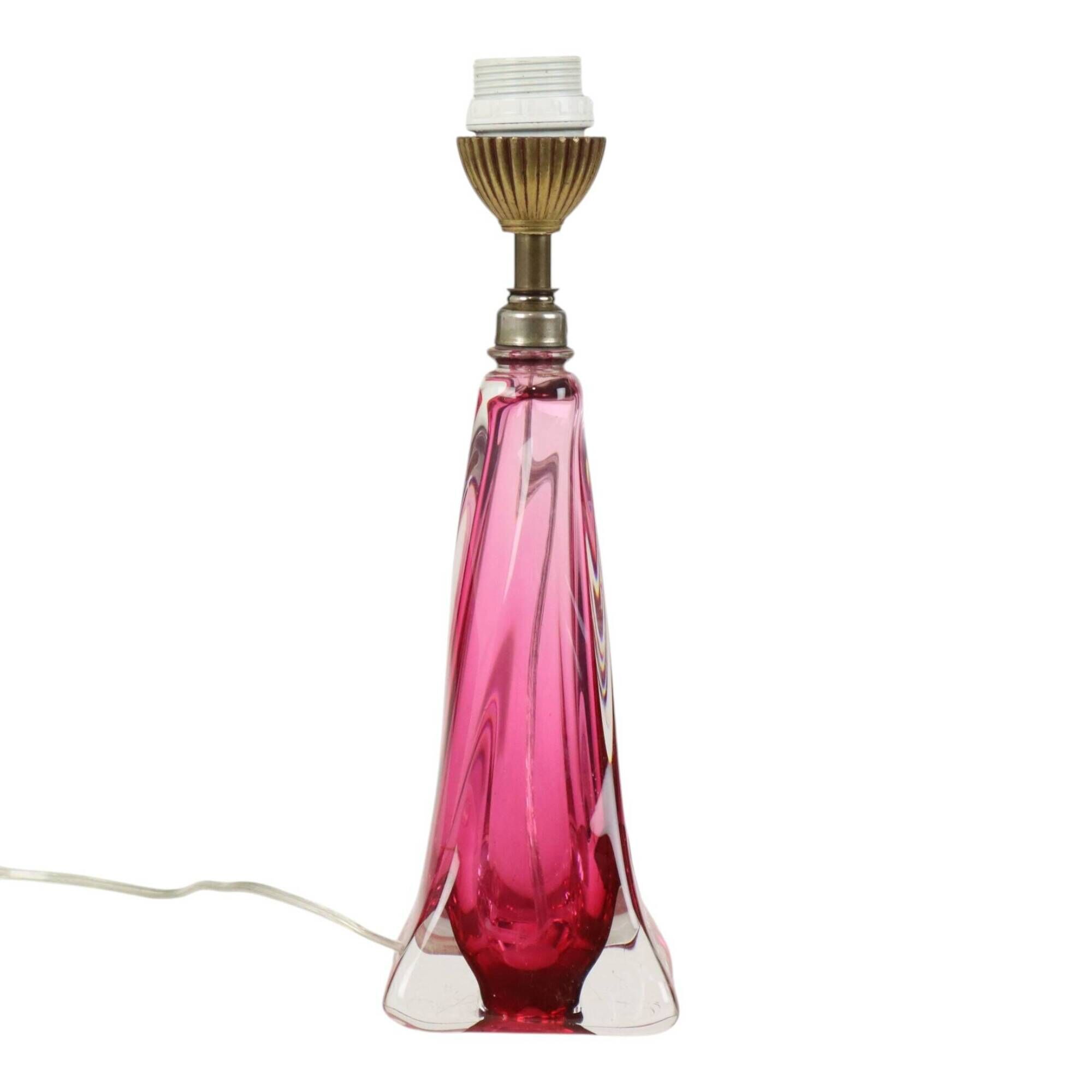 Purple and Pink Crystal Table Lamp – Val Saint Lambert – Sixties